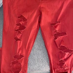 AE Red-Orange Super Hi-Rise Jeggings